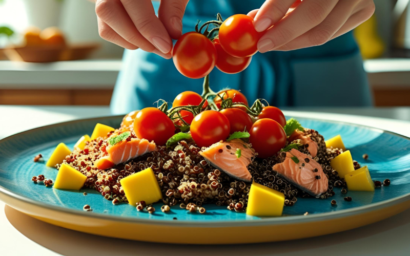 Quinoa com manga e salmão fumado: aprecie esse novo sabor